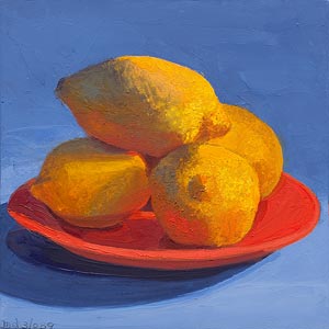 Lemons on Red Plate Study
