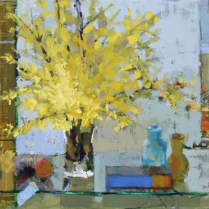 Forsythia Blue and Yellow Vase